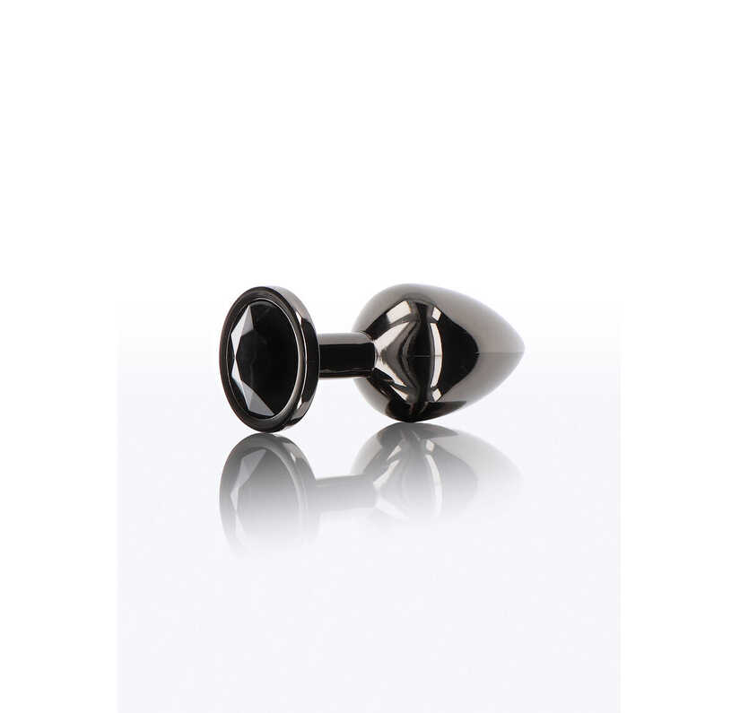 Zwarte Buttplug met steen M
