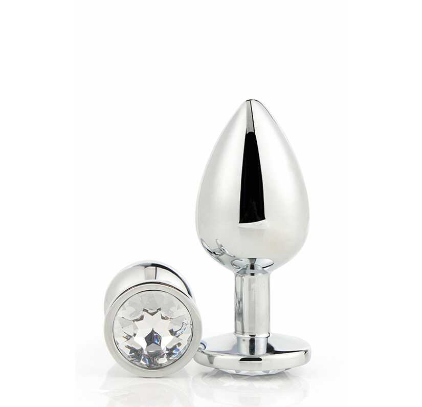 Zilver plug met kristalsteen
