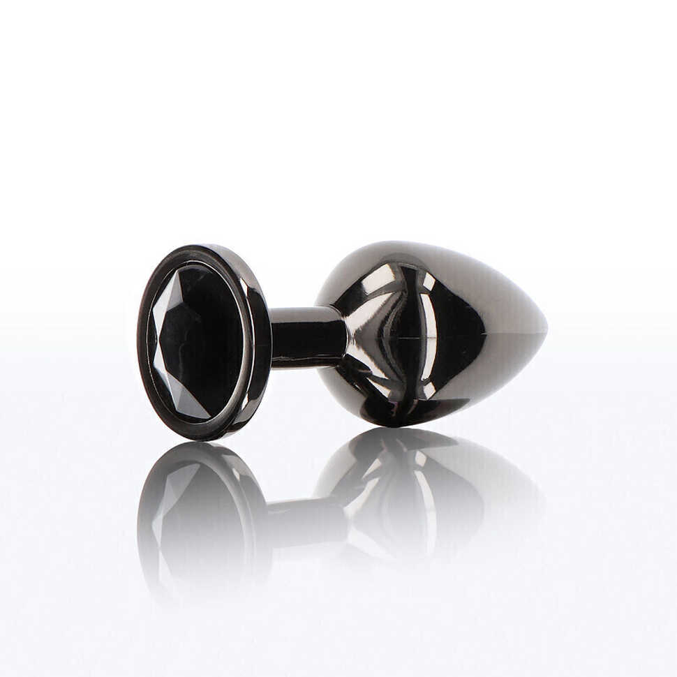 Zwarte Buttplug met steen M