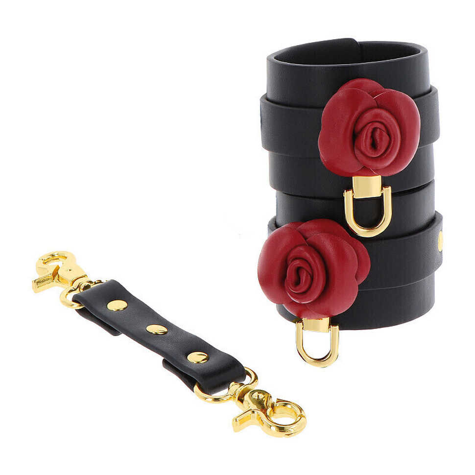 Handcuffs black Red Rose