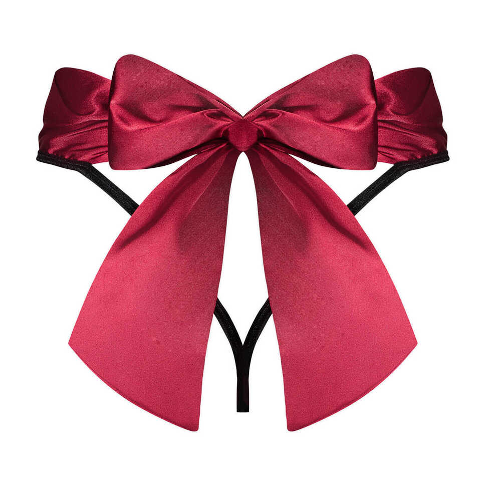 Zwart en rode cadeau string